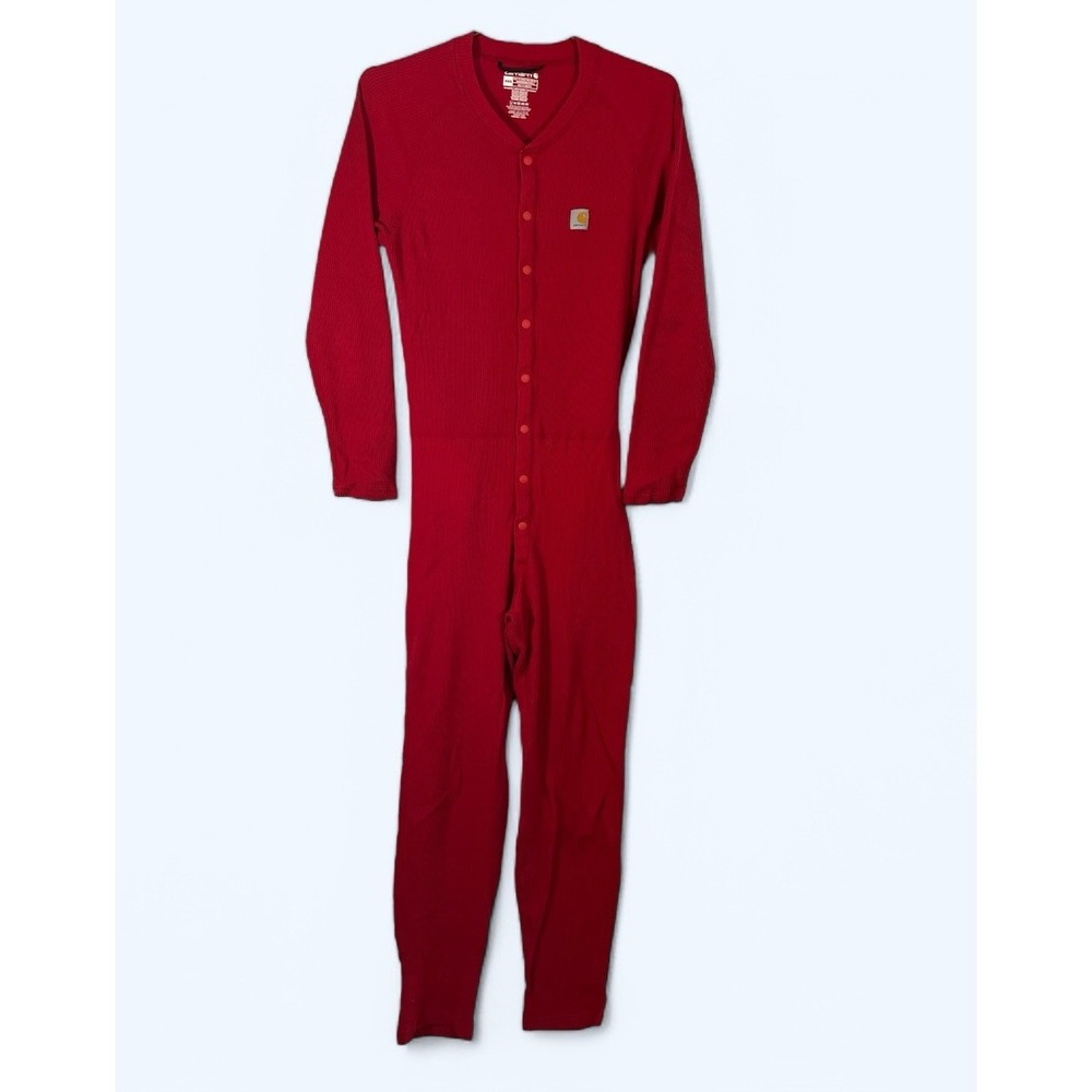 Vintage Carhartt Long Johns Full Body Suit Mens Extra Large MEDIUM Red